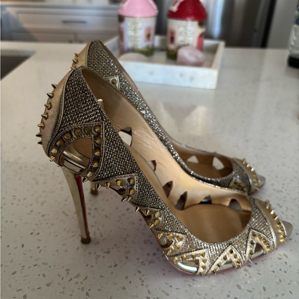 Christian Louboutin Gold High Stiletto Heels